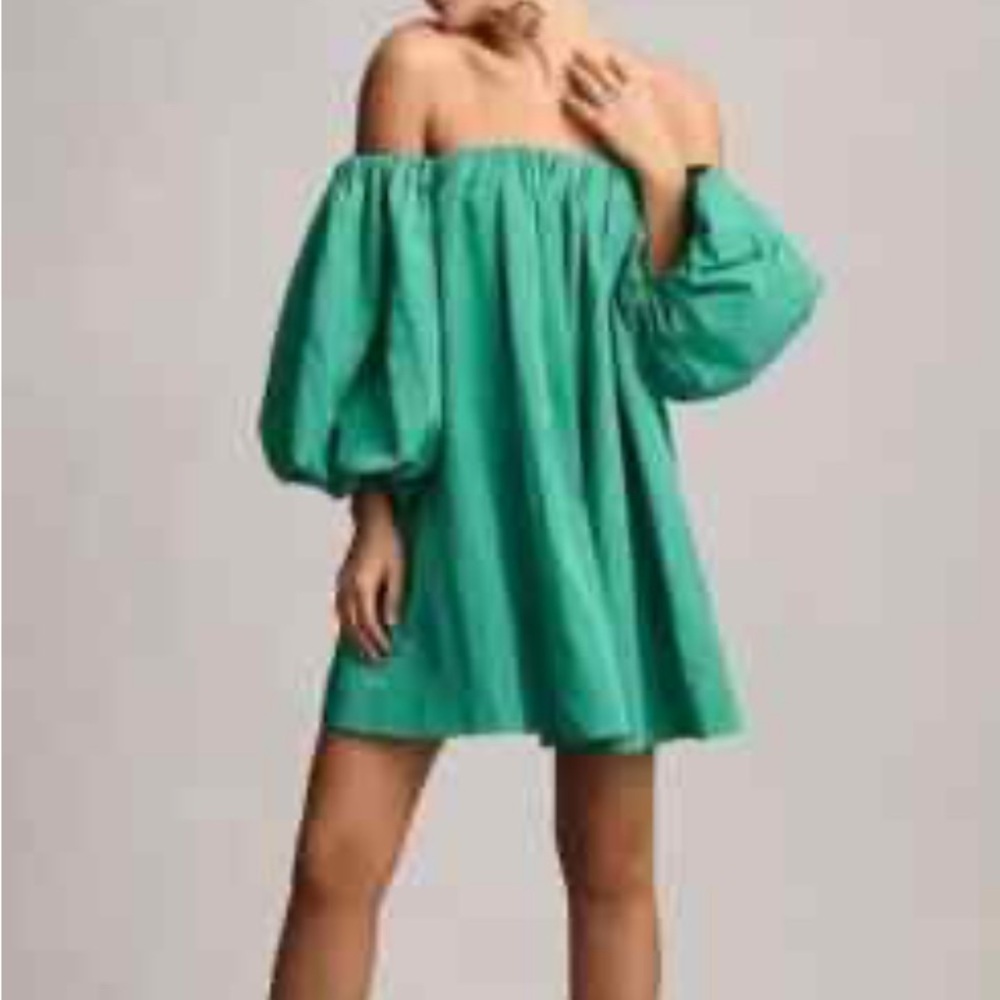 Anthropologie Mare Puff-Sleeve Off-The-Shoulder Mini Dress